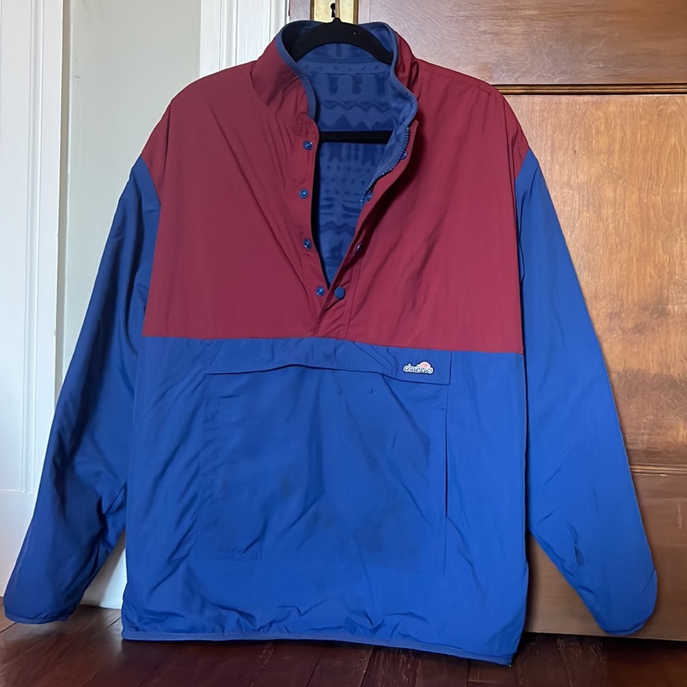Chubbies reversible pullover fleece. Royal blue and burgundy.